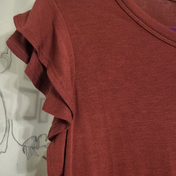 Women's Express Ruffled Cap Sleeve Tee- Medium - Picture 3 of 6